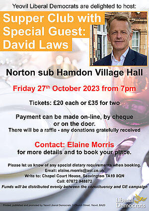 October Supper Club with David Laws October Supper Club with David Laws
