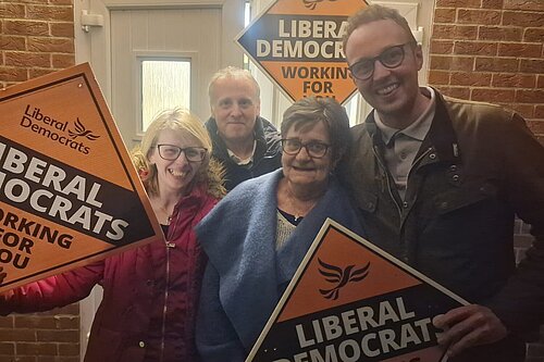 local lib dem campaigners celebrating