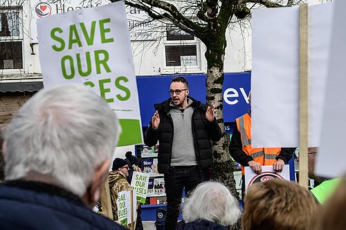 adam bus protest