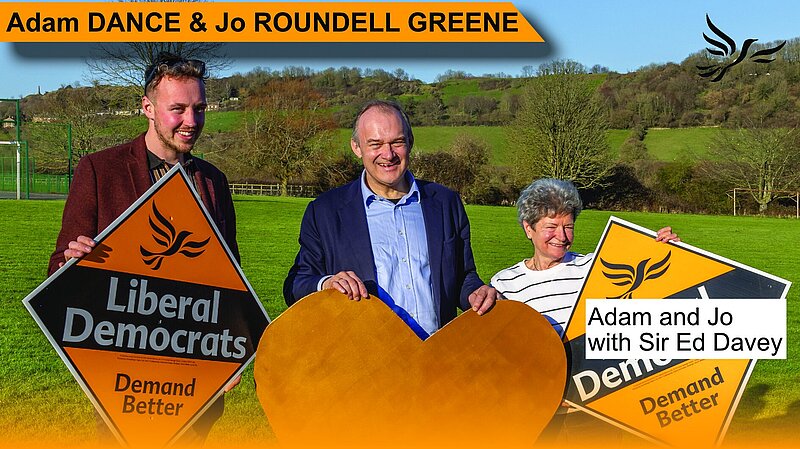 Adam & Jo with Sir Ed Davey, leader of the Liberal Democrats on a recent visit to the Yeovil Constituency