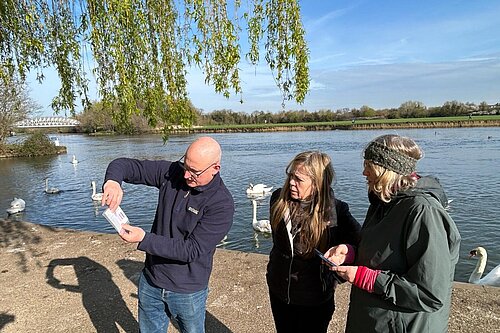 Julian tests water quality with volunteers